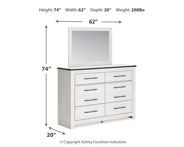 Schoenberg Queen Panel Bed with Mirrored Dresser