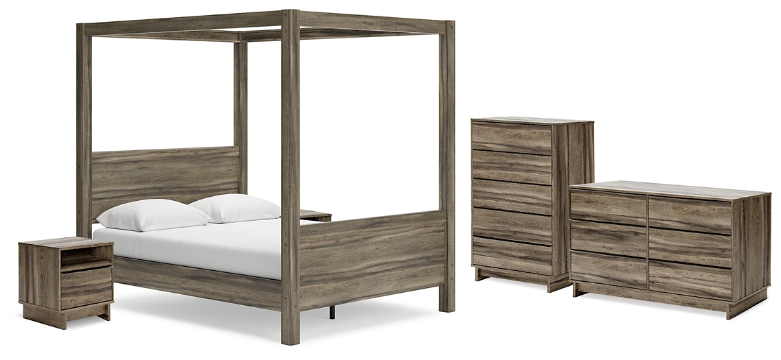 Shallifer Queen Canopy Bed with Dresser, Chest and 2 Nightstands