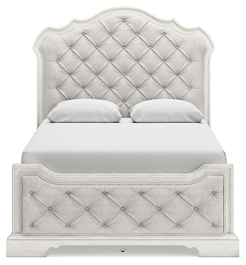 Arlendyne Queen Upholstered Bed with Mirrored Dresser, Chest and 2 Nightstands