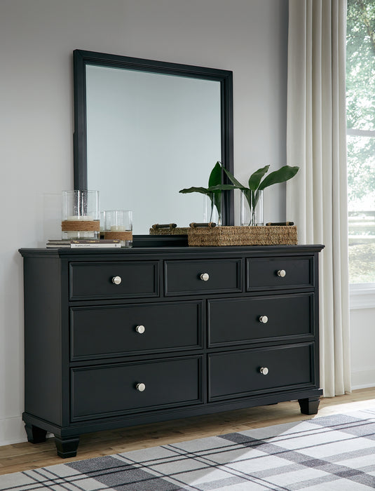 Lanolee Full Panel Bed with Mirrored Dresser and Nightstand