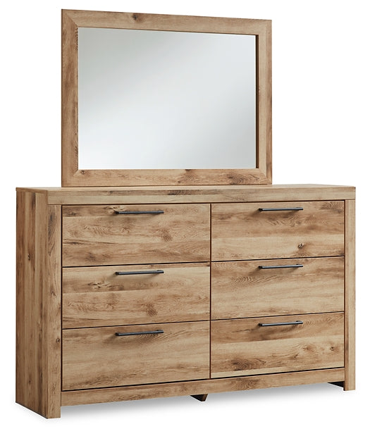 Hyanna King Panel Bed with Mirrored Dresser and Nightstand