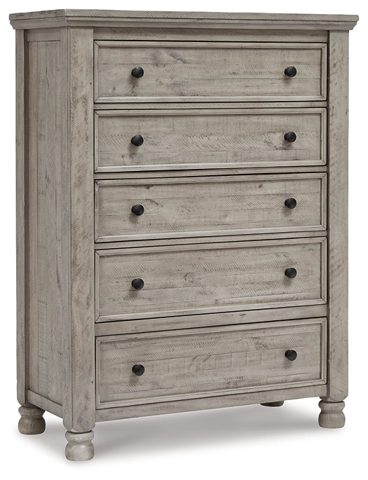 Harrastone Queen Panel Bed with Mirrored Dresser, Chest and Nightstand