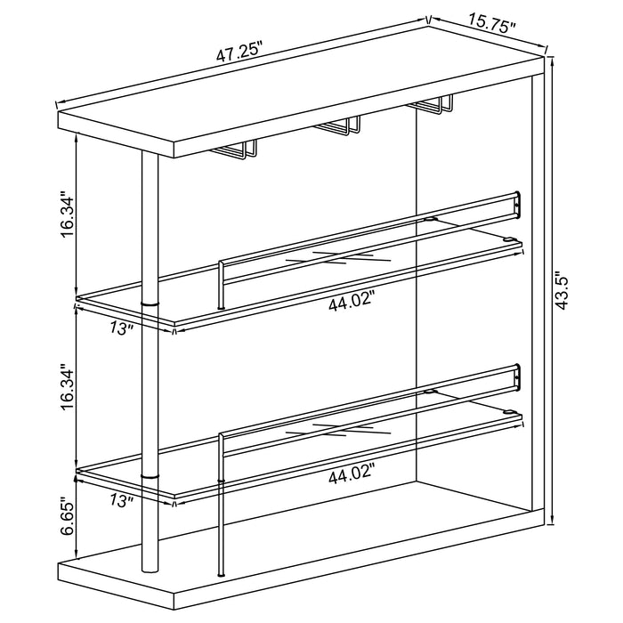 Prescott Rectangular Home Bar Table White High Gloss