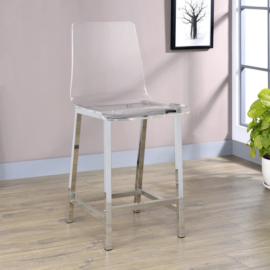 Juelia Clear Acrylic Counter Chair Chrome (Set of 2)