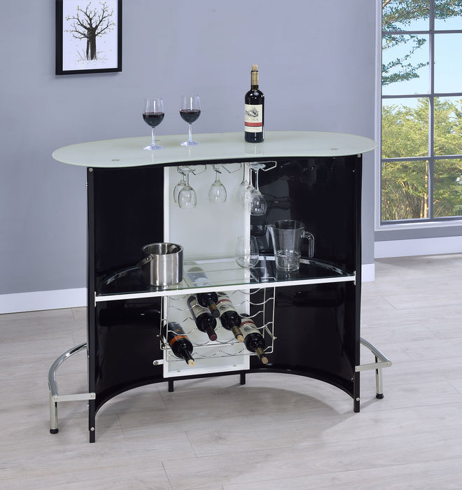 Lacewing Curved Glass Top Home Bar Wine Cabinet Black