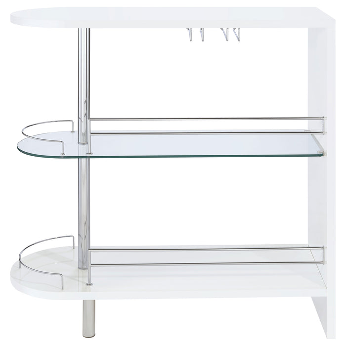 Adolfo Rectangular 2-tier Home Bar Table White High Gloss