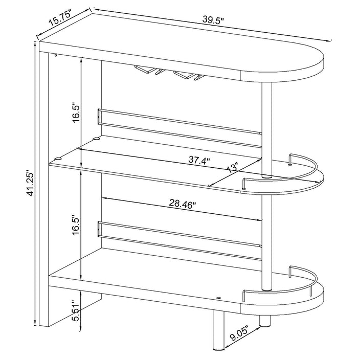 Adolfo Rectangular 2-tier Home Bar Table White High Gloss