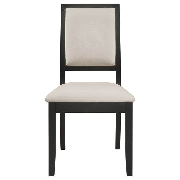 Louise Upholstered Wood Dining Side Chair Black (Set of 2)