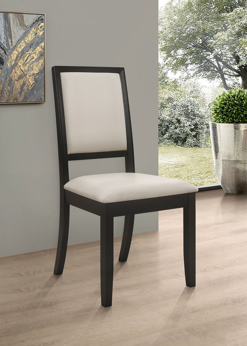 Louise Upholstered Wood Dining Side Chair Black (Set of 2)