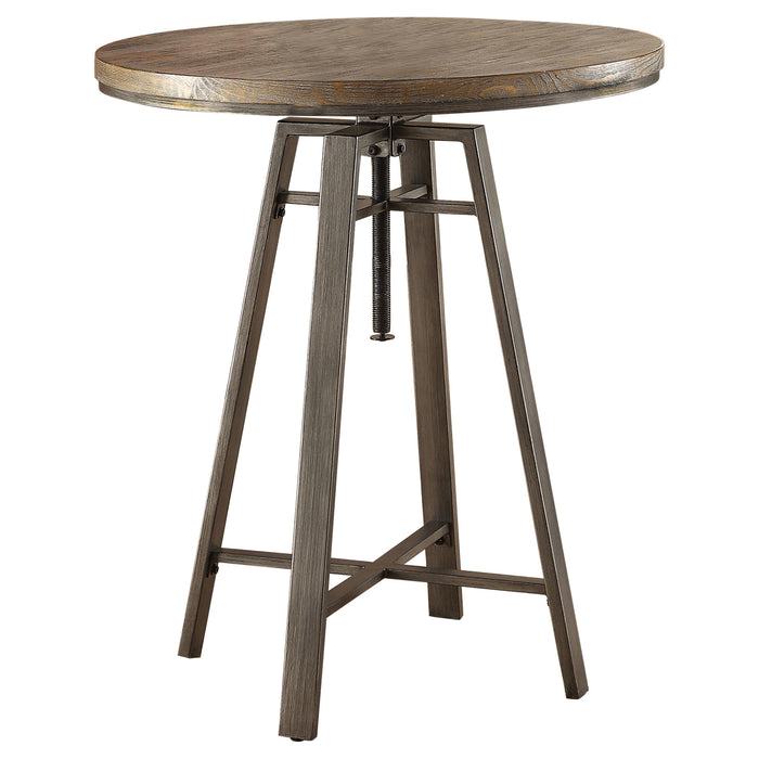 Bartlett Round 32-inch Adjustable Bar Table Brushed Nutmeg