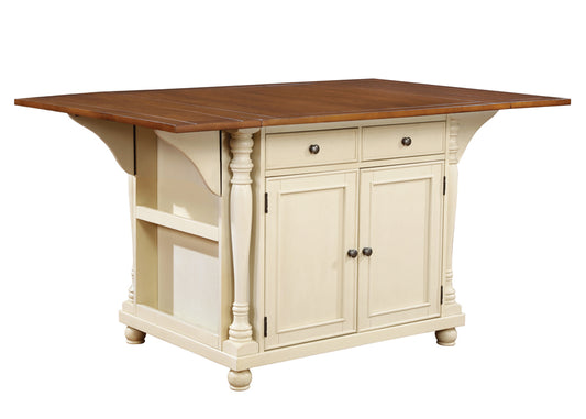 Slater 2-drawer Drop Leaf Kitchen Island Table Buttermilk