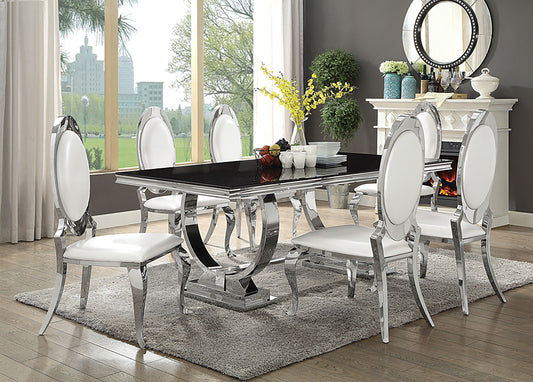 Antoine 5-piece Rectangular Glass Top Dining Set Chrome