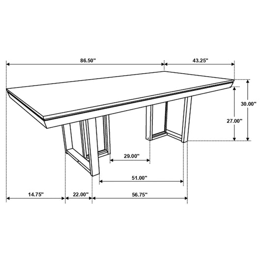 Kelly Rectangular 87-inch Wood Dining Table Dark Grey