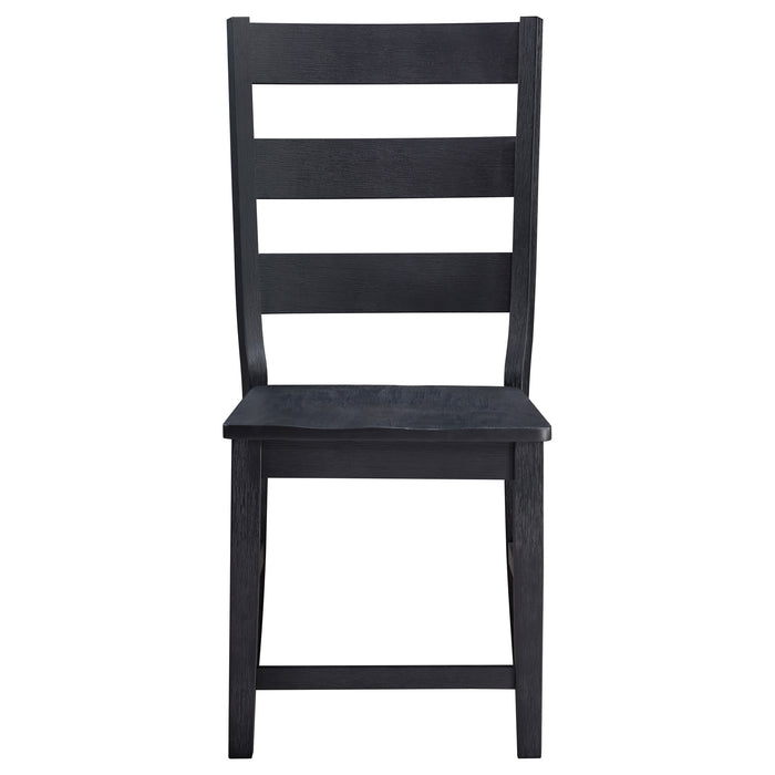 Newport Ladder Back Wood Dining Side Chair Black (Set of 2)