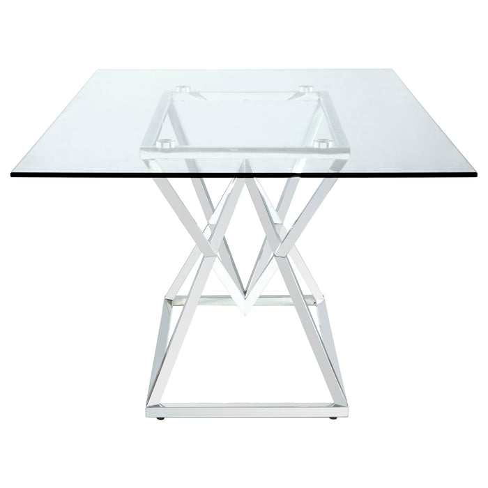 Beaufort Rectangular 71-inch Glass Top Dining Table Chrome