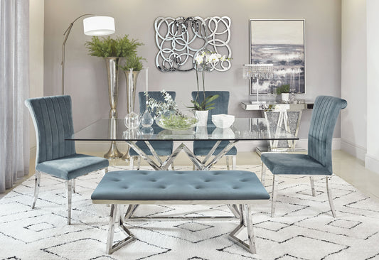 Beaufort 6-piece Rectangular Dining Set Chrome and Grey