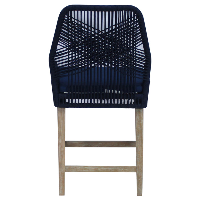 Nakia Woven Rope Counter Chair with Cushion Navy (Set of 2)