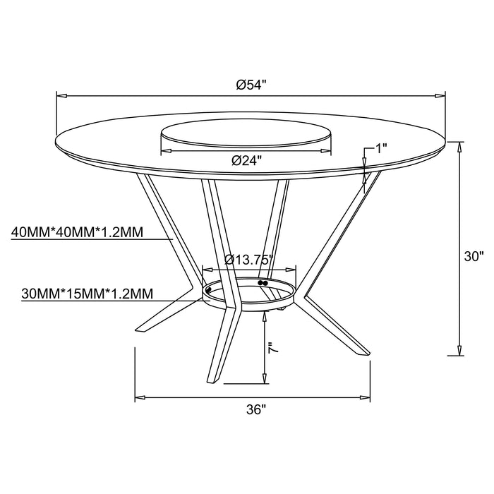 Abby Round 54-inch Lazy Susan Dining Table White High Gloss