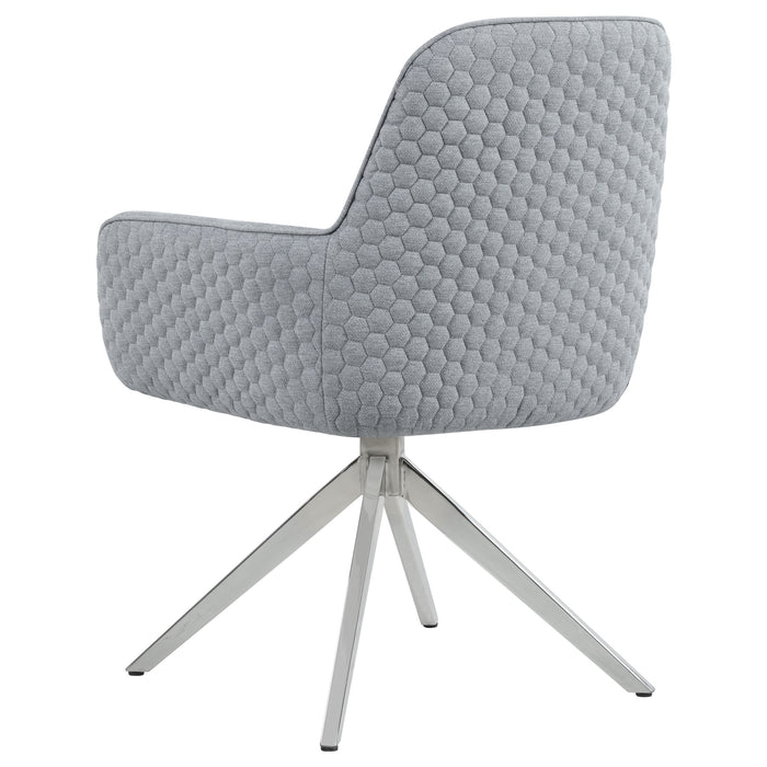 Abby Fabric Upholstered Swivel Dining Arm Chair Light Grey