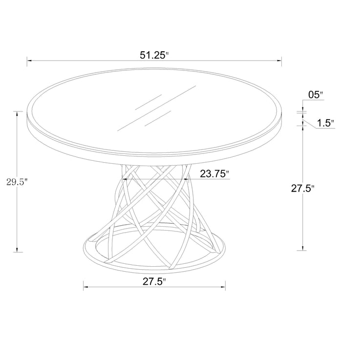 Irene 5-piece Round Glass Top Dining Set White and Chrome