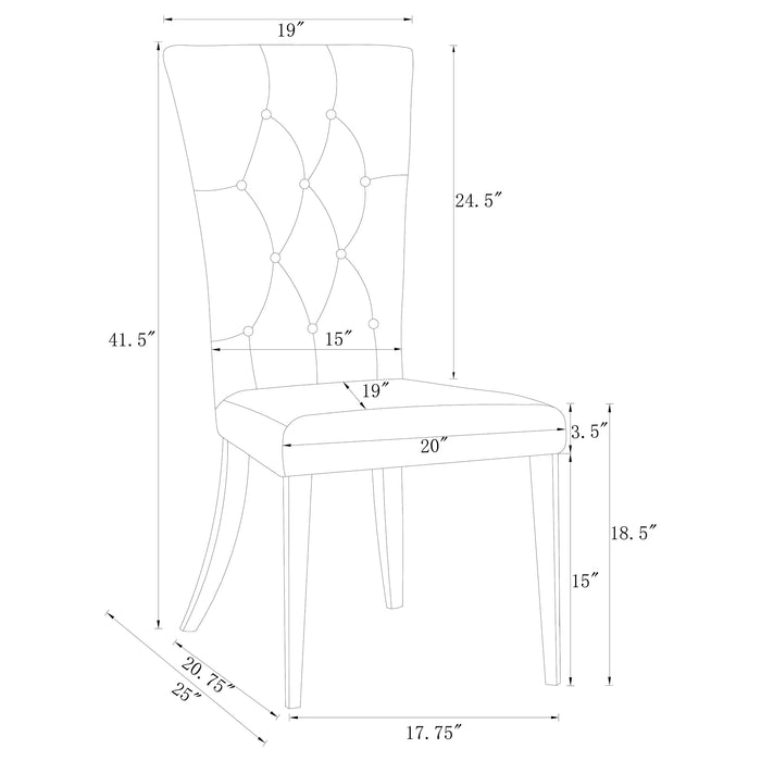 Kerwin Velvet Upholstered Dining Side Chair White (Set of 2)