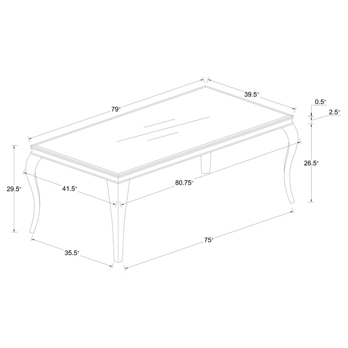 Carone 5-piece 81" Rectangular White Glass Dining Set Black