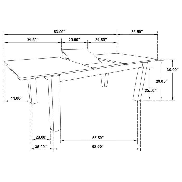 Jakob Rectangular 83-inch Extension Leaf Dining Table Black