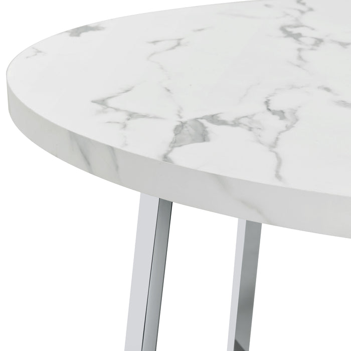 Alcott Round 45-inch Dining Table Carrara Faux Marble