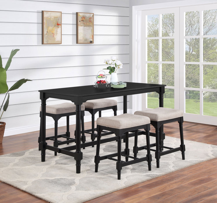 Martina 5-piece Rectangular Counter Height Dining Set Black