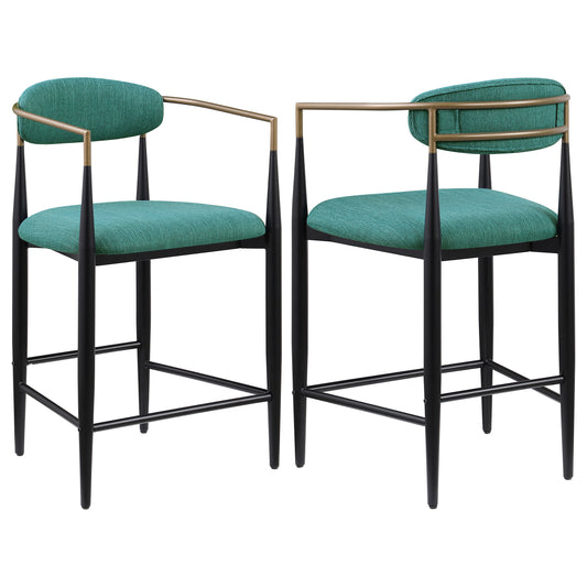 Tina Fabric Upholstered Counter Chair Green (Set of 2)