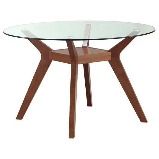 Paxton 5-piece Round Glass Top Dining Table Set Nutmeg