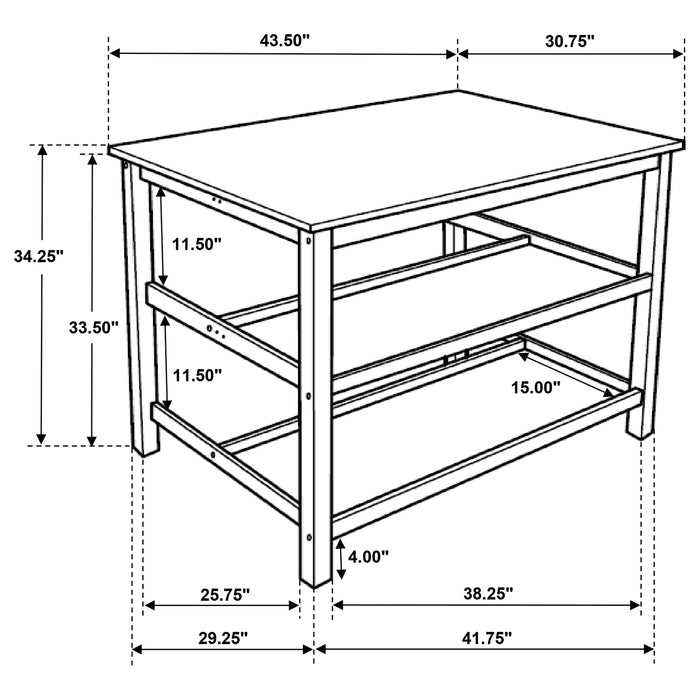 Edgeworth Kitchen Island Counter Table with Pot Rack White