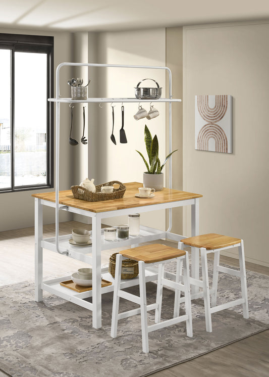 Edgeworth 3-piece Kitchen Island Counter Height Table Set White