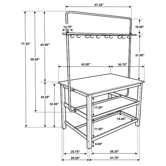 Edgeworth 3-piece Kitchen Island Counter Height Table Set White