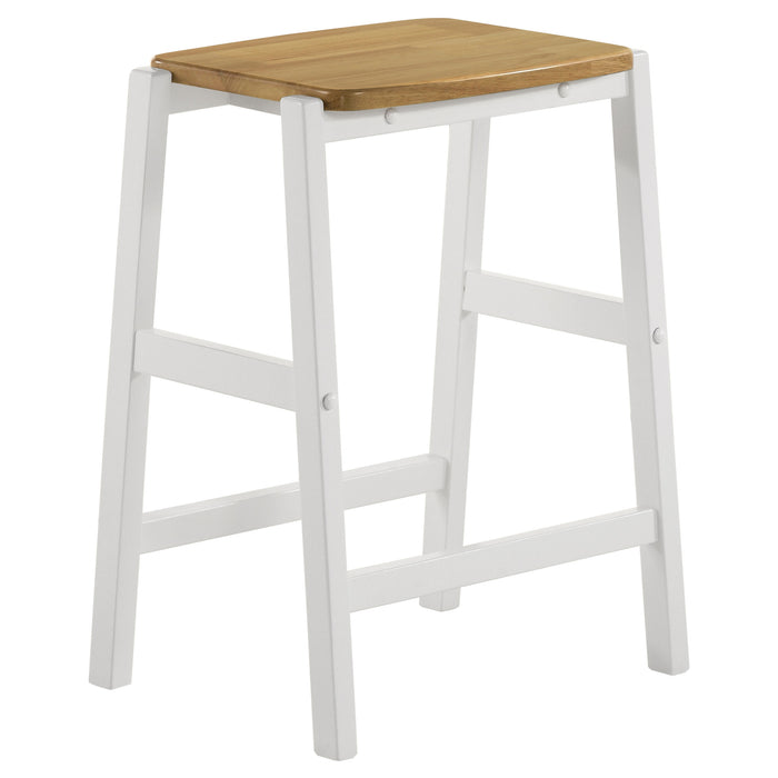 Edgeworth Wood Backless Counter Stool White (Set of 2)