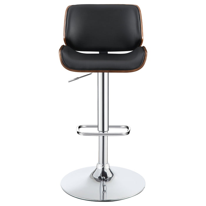 Folsom Upholstered Adjustable Bar Stool Black and Chrome