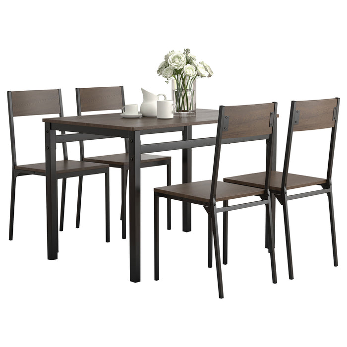 Lana 5-piece Rectangular Dining Set Dark Brown and Black