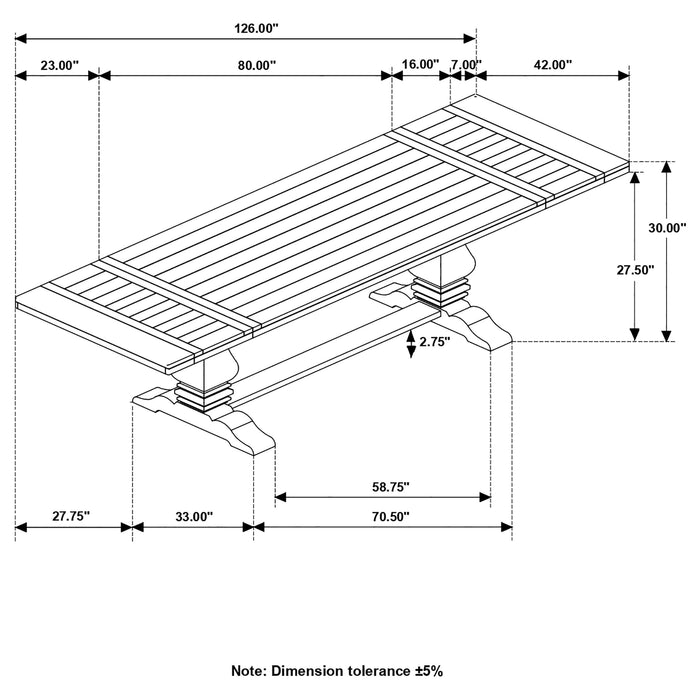 Florence 126-inch Extension Dining Table Rustic Honey