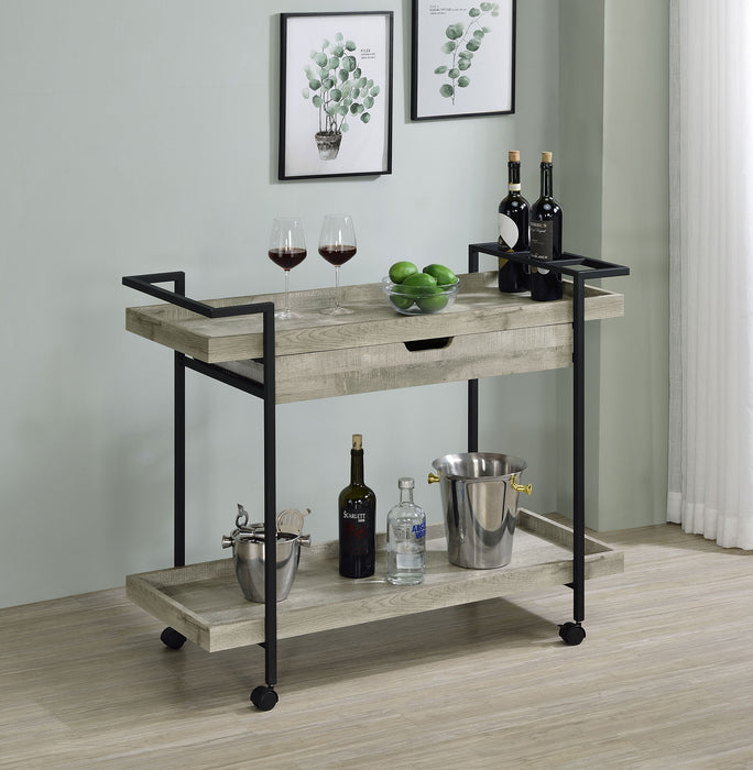 Ventura 1-drawer Engineered Wood Bar Cart Grey Driftwood