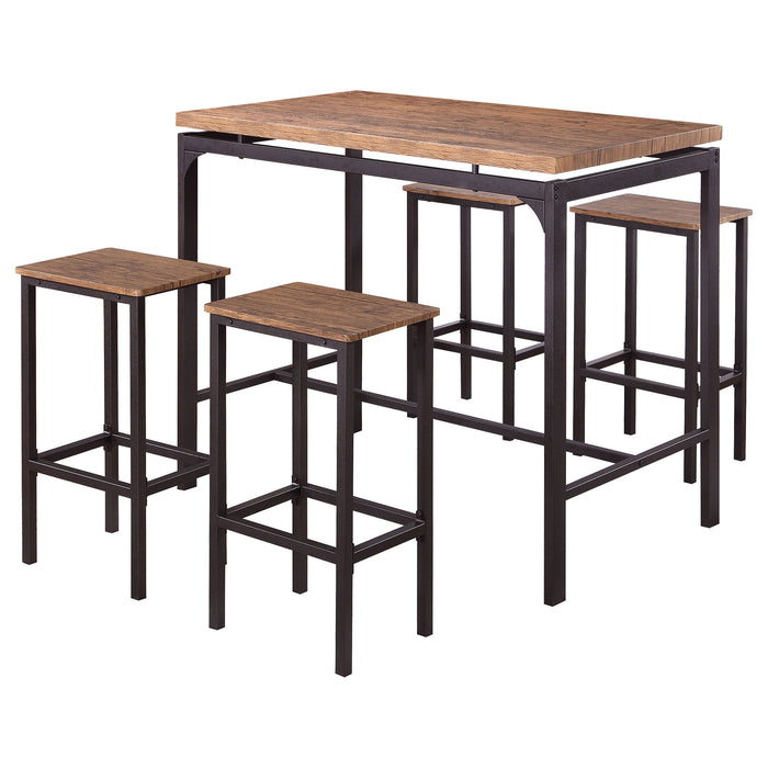 Santana 5-piece Pub Height Bar Table Set Weathered Chestnut