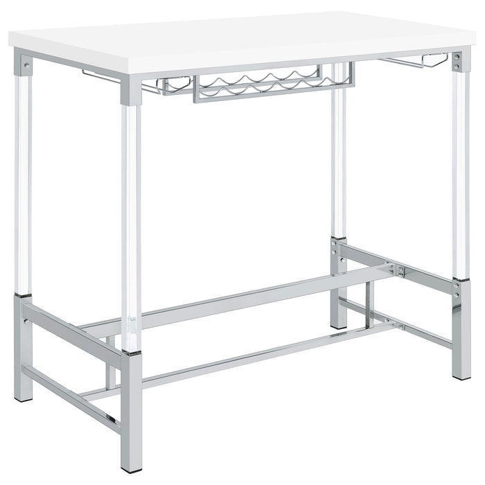 Norcrest 47-inch Acrylic Leg Bar Table White High Gloss