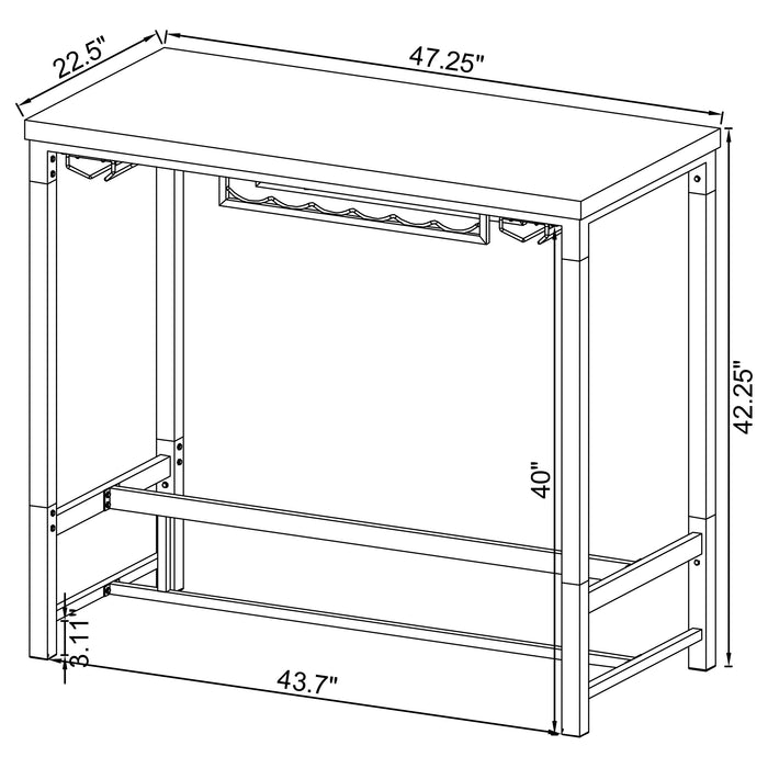 Norcrest 47-inch Acrylic Leg Bar Table White High Gloss