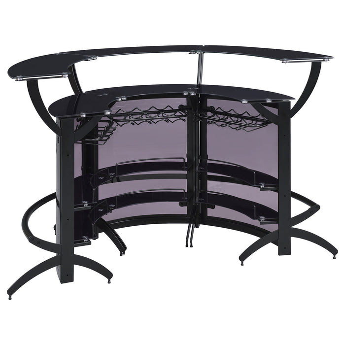 Dallas 3-piece Curved Freestanding Home Bar Cabinet Black