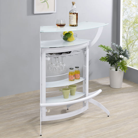 Dallas 2-shelf Curved Freestanding Home Bar Cabinet White