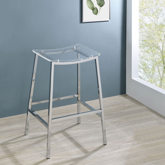 Jovani Acrylic Backless Bar Stool Chrome (Set of 2)