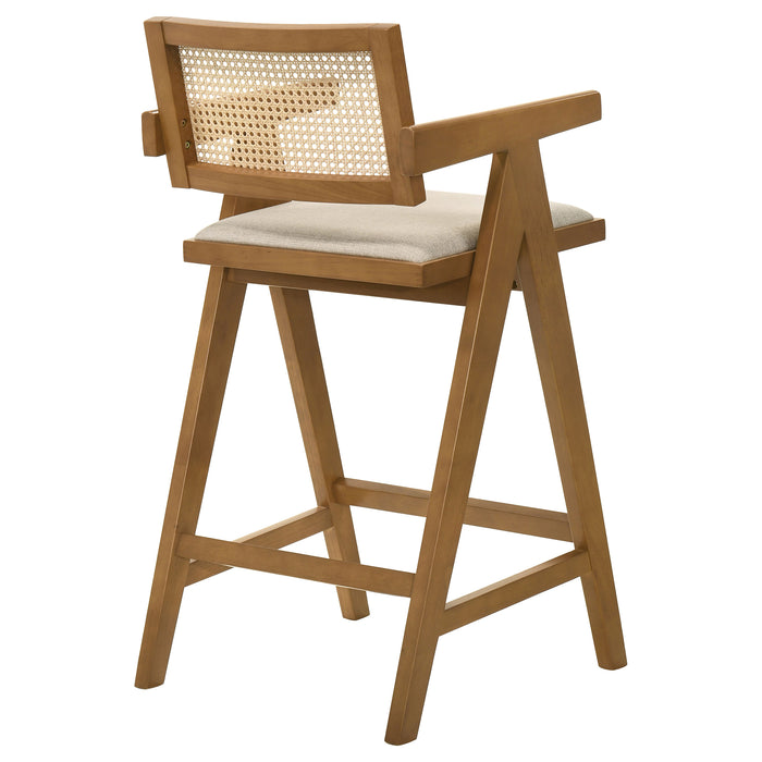 Kane Woven Rattan Wood Bar Chair Light Walnut (Set of 2)