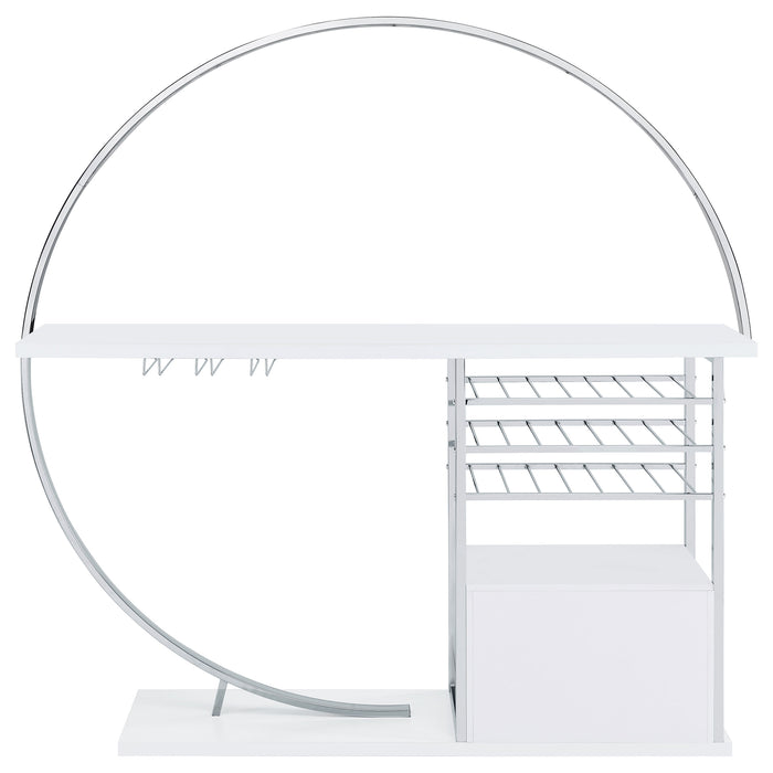 Risley 2-door Circular LED Home Bar Cabinet White High Gloss