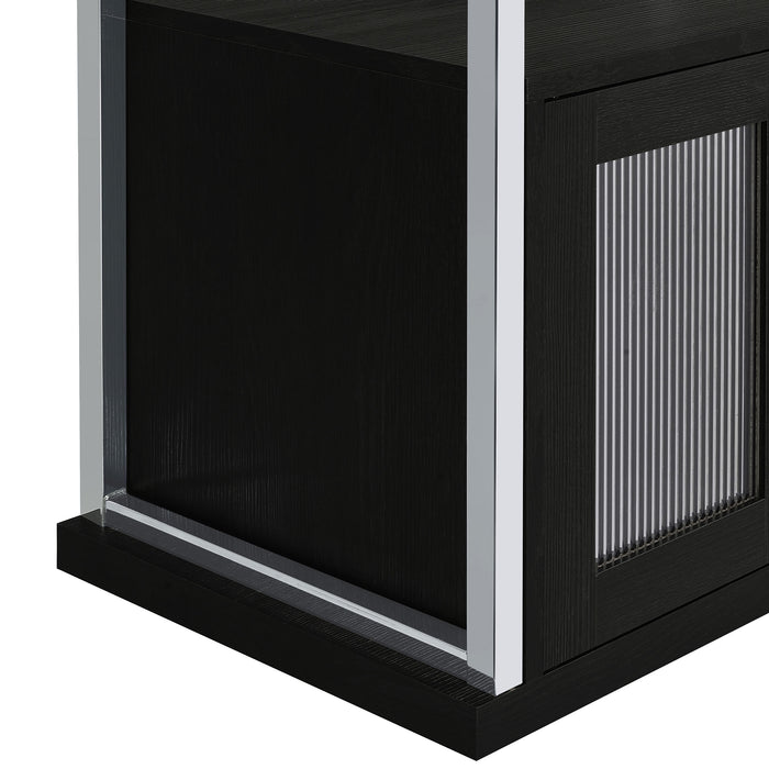 Risley 2-door Circular LED Home Bar Cabinet Dark Charcoal