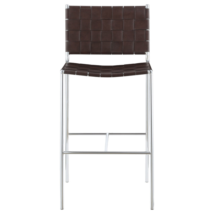 Adelaide Upholstered Pub Height Bar Stool Brown and Chrome