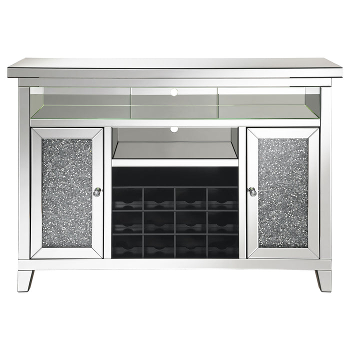 Melinda 2-door LED Mirrored Wine Storage Bar Cabinet Silver